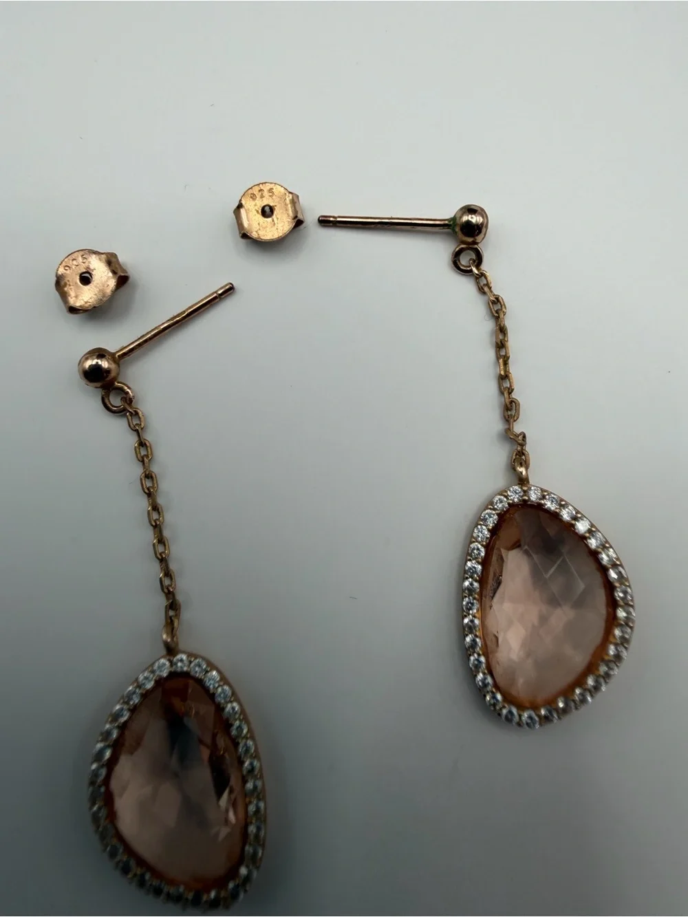 Genevive Rose Gold 18K plated silver Teardrop Dangle Earrings